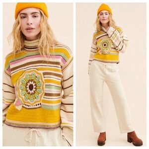 Meadows Sunshine Crochet Wool Sweater